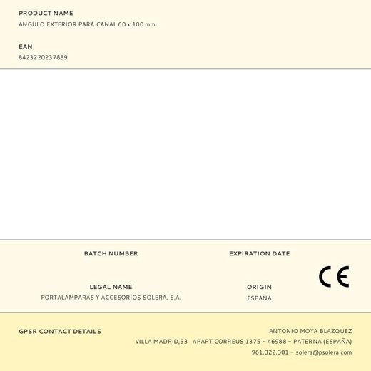 Angulo Exterior Para Canal 60 X 100 Mm