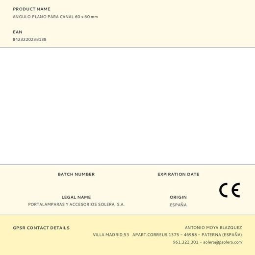 Angulo Plano Para Canal 60 X 60 Mm