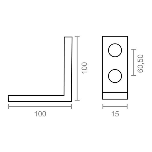 Ángulo Refuerzo An02, Acero Zincado, 100 X 100 X 15 Mm. 4 Unidades