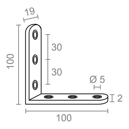 Ángulo Refuerzo An24, Acero Inoxidable, 100 X 100 X 19 Mm. 4 Unidades