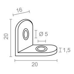 Ángulo Refuerzo An24, Acero Inoxidable, 20 X 20 X 16 Mm. 4 Unidades