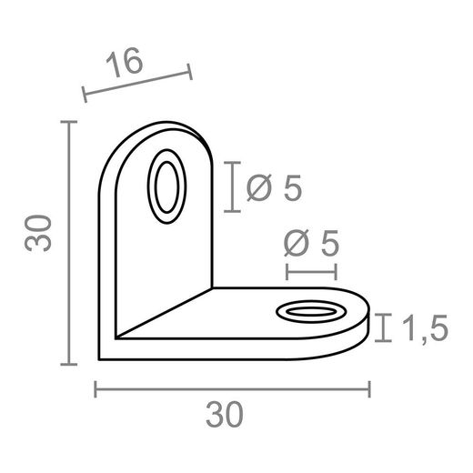 Ángulo Refuerzo An24, Acero Inoxidable, 30 X 30 X 16 Mm. 4 Unidades