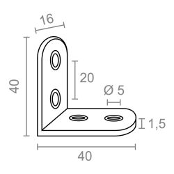 Ángulo Refuerzo An24, Acero Inoxidable, 40 X 40 X 16 Mm. 4 Unidades