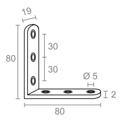 Ángulo Refuerzo An24, Acero Inoxidable, 80 X 80 X 19 Mm. 4 Unidades