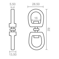 Anilla Giratoria Ap12, Acero Níquelado, 16 Mm, 5/8". 2 Unidades