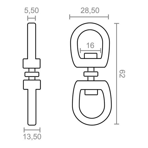 Anilla Giratoria Ap12, Acero Níquelado, 16 Mm, 5/8". 2 Unidades