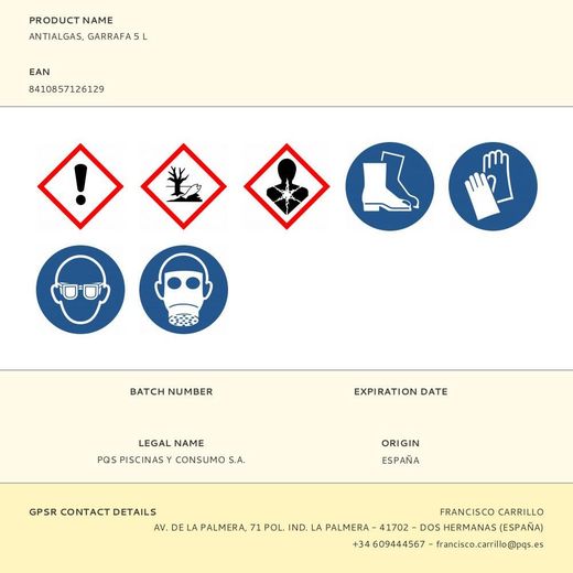 Antialgas Doble Concentración, Garrafa 5 L