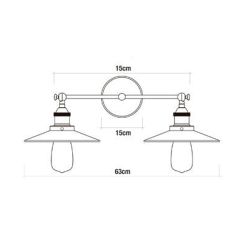 Aplique De Pared Doble Vintage Metalico E27 60 W 63 X 29 Cm