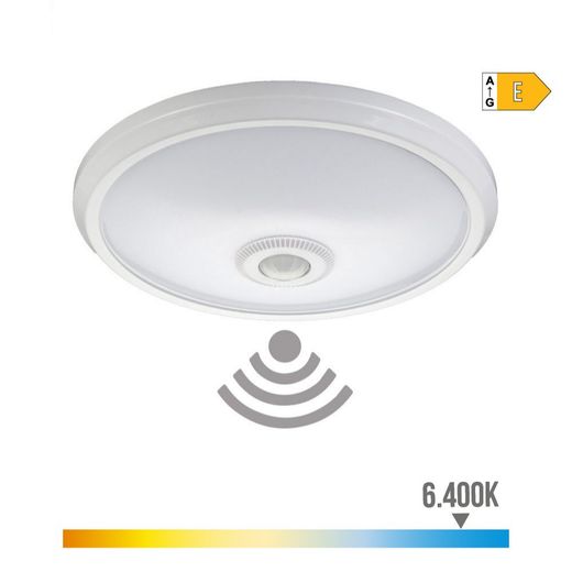 Aplique De Superficie Led Con Sensor Crepuscular Y Luz De Emergencia Ip20 16W 96 Leds 6400 K Luz Fria Ø29 X 6 Cm