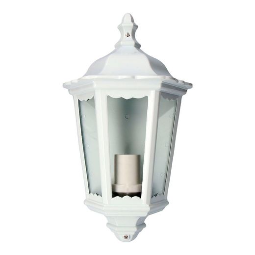 Aplique Exterior Milan De Aluminio Y Cristal E27 100 W Sin Bombilla, Color Blanco, Luz Hacia Arriba