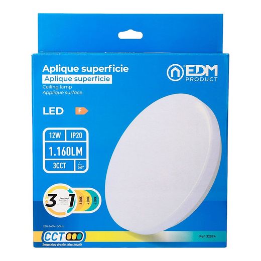 Aplique Led Circular De Superficie 12 W 3Cct 1160 Lm Ø26 X 6,2 Cm