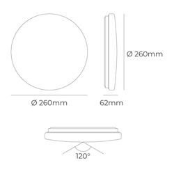Aplique Led Circular De Superficie 12 W 3Cct 1160 Lm Ø26 X 6,2 Cm
