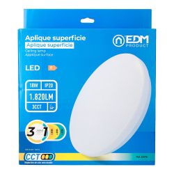 Aplique Led Circular De Superficie 18W 3Cct 1820 Lm Ø33 X 6,6 Cm