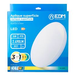 Aplique Led Circular De Superficie 24W 3Cct 2490 Lm Ø38 X 6,6 Cm
