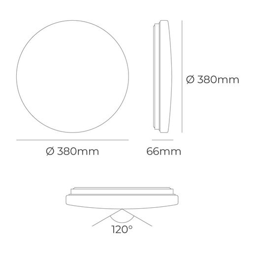 Aplique Led Circular De Superficie 24W 3Cct 2490 Lm Ø38 X 6,6 Cm