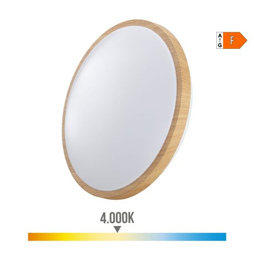 Aplique Led Circular De Superficie Efecto Madera 18 W 4000 K 1820 Lm Ø33 X 5,5 Cm