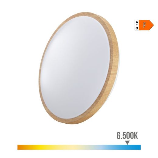 Aplique Led Circular De Superficie Efecto Madera 18 W 6500 K 1820 Lm Ø33 X 5,5 Cm