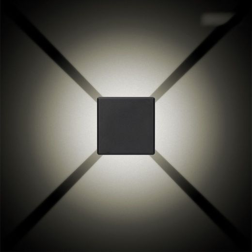 Aplique Led Cuadrado 4 Proyecciones 6 W 516 Lm 3000 K Luz Calida Ip54 11.5 X 11.5 X 5 Cm