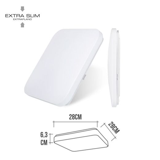 Aplique Led Cuadrado Extraplano De Superficie 12 W 4000 K 1160 Lm 27,5 X 27,5 X 6,2 Cm