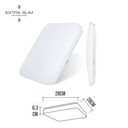 Aplique Led Cuadrado Extraplano De Superficie 12 W 6500 K 1160 Lm 27,5 X 27,5 X 6,2 Cm