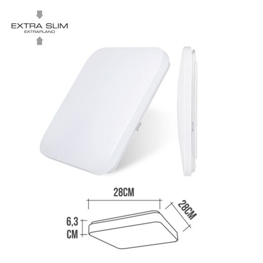 Aplique Led Cuadrado Extraplano De Superficie 12 W 6500 K 1160 Lm 27,5 X 27,5 X 6,2 Cm