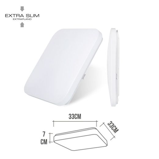 Aplique Led Cuadrado Extraplano De Superficie 18 W 6500 K 1820 Lm 33 X 33 X 6,9 Cm