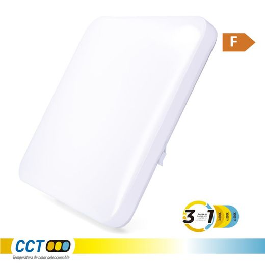 Aplique Led Cuadrado Extraplano De Superficie 24 W 3Cct 2490 Lm 37 X 37 X 6,7 Cm