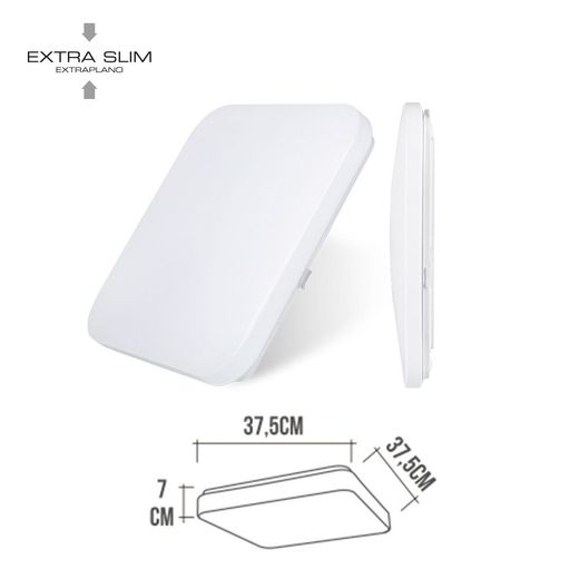 Aplique Led Cuadrado Extraplano De Superficie 24 W 6500 K 2490 Lm 36,7 X 36,7 X 6,2 Cm