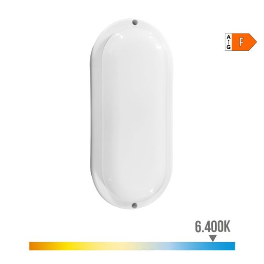 Aplique Led Oval Con Sensor Crepuscular Y  De Movimiento 18 W 1820 Lm 6.400 K  23 X 10,2 X 4,5 Cm