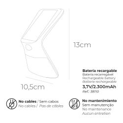 Aplique Solar 3,5W 430Lm Recargable Sensor Presencia (2-8M) Color Blanco 10,5X13Cm Edm