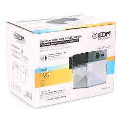 Aplique Solar Cuadrado 4 W 500 Lm, 3.000/4.000/6.500 K, 3Cct, Con Sensor, Negro