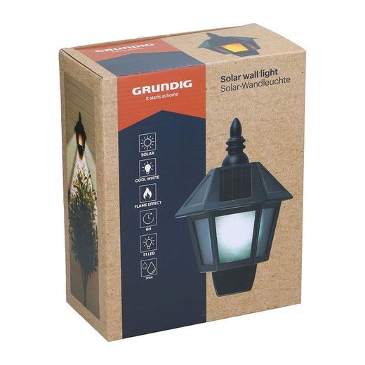 Aplique Solar Led, Luz Fria/Efecto Llama, Ip44, Negro
