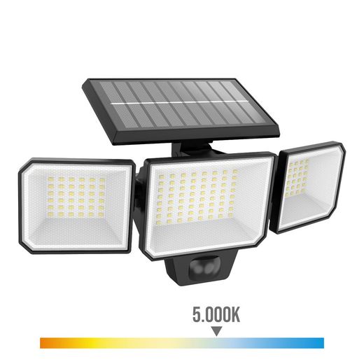 Aplique Solar Nysil Con Sensor, Negro, 8,7 W, 5000 K, 1000 Lm