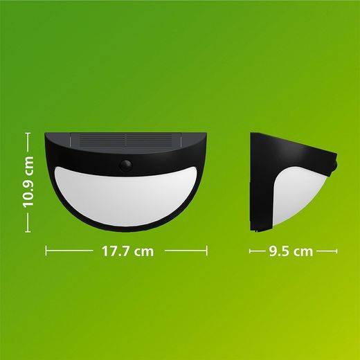 Aplique Solar Swyn Negro 3,8 W, 400/10 Im, 2700 K