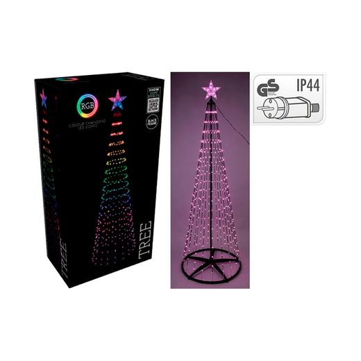 Árbol De Navidad 370 Led Rgb Negro Exterior 210 Cm
