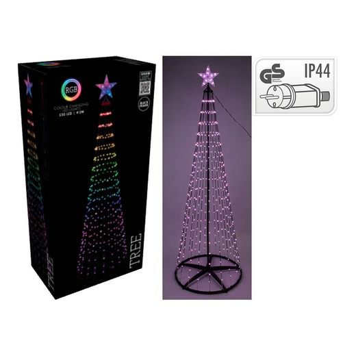 Árbol De Navidad 550 Leds Rgb, Negro, Ø103 X 300 Cm