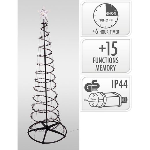 Árbol De Navidad 640 Led Rgb Negro Exterior 180 Cm