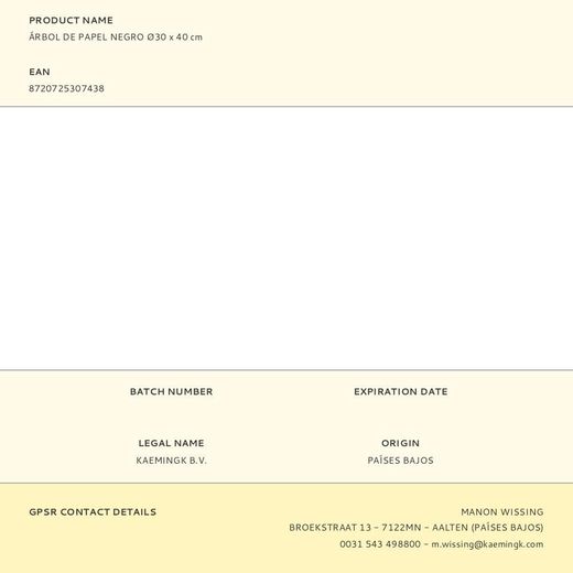 Árbol De Papel Negro Ø30 X 40 Cm