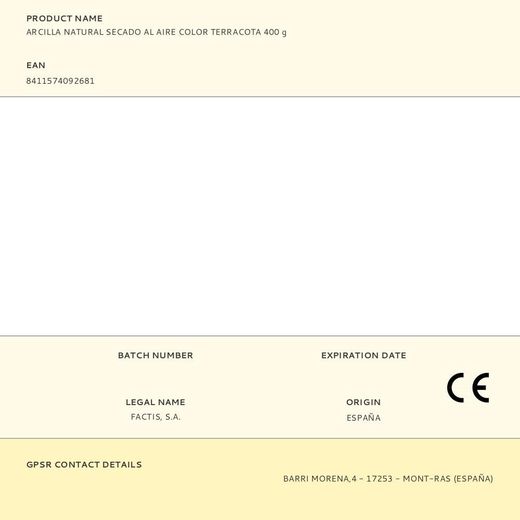 Arcilla Natural Secado Al Aire Color Terracota 400 G