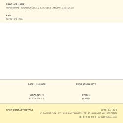 Armario Metalico Reciclaje 2 Cajones Blanco 92 X 35 X 25 Cm