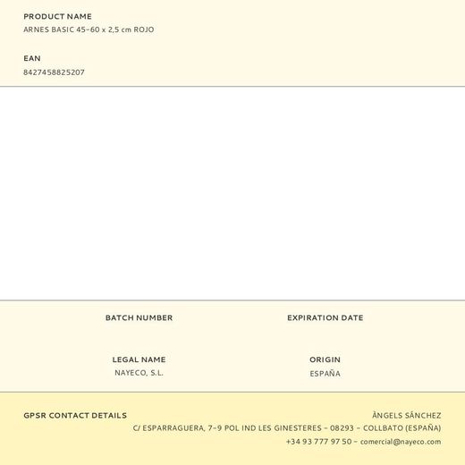 Arnés Basic Rojo 45-60 X 2,5 Cm