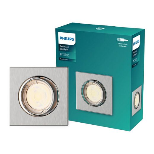 Aro Empotrable Cuadrado De Metal, Modelo Peridot, Basculante, Gu10, Níquel, 9 X 9 Cm