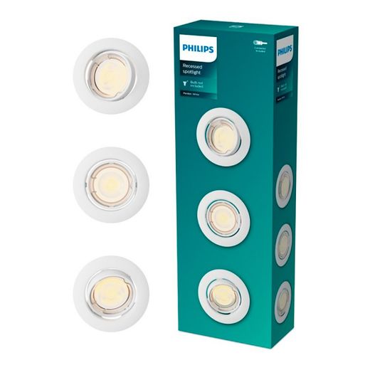 Aro Empotrable Redondo De Metal, Modelo Peridot, Basculante, Gu10, Blanco, Ø9 Cm, 3 Uds