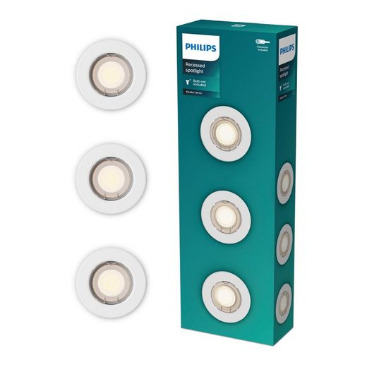 Aro Empotrable Redondo De Metal, Modelo Peridot, Fijo, Gu10, Blanco, Ø8,3 Cm, 3 Uds