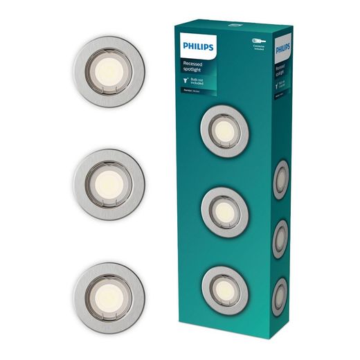 Aro Empotrable Redondo De Metal, Modelo Peridot, Fijo, Gu10, Níquel, Ø8,3 Cm, 3 Uds