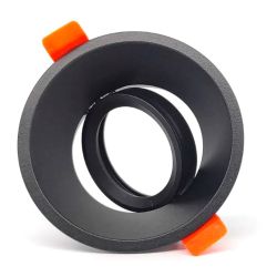 Aro Halógeno Basculante De Empotrar, Profundo, Redondo, Negro,  Ø90 X 42 Mm
