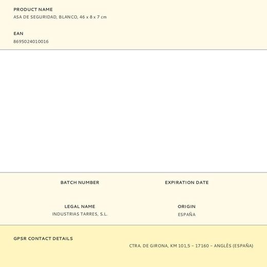 Asa De Seguridad, Blanco, 46 X 8 X 7 Cm