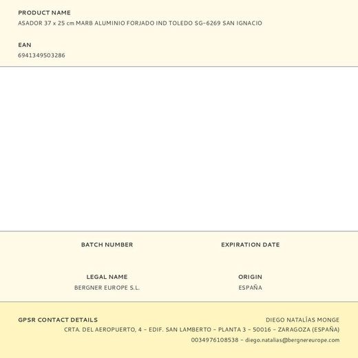 Asador Aluminio Forjado Inducción Toledo 37 X 23,5 Cm