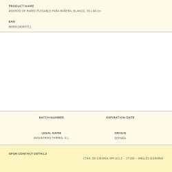 Asiento De Pared Plegable Para Bañera, Blanco, 36 X 40 Cm