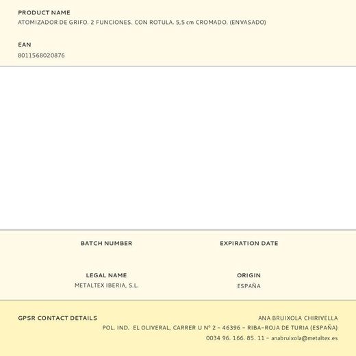 Atomizador De Grifo. 2 Funciones. Con Rotula. 5,5 Cm Cromado. (Envasado)